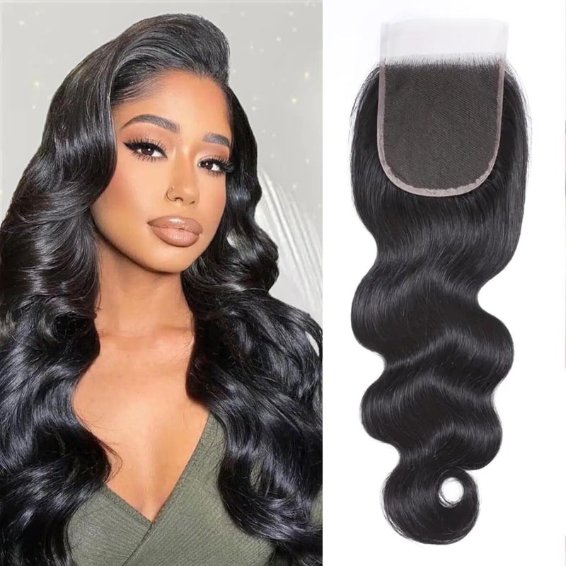 Selina 5x5 Lace Closure Brazilian Body Wave Closure Lace Closure Human Hair Unprocessed Human Hair Brazilian Virgin Hair Free Part Closure Natural Black 14Inch
